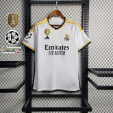 Camisa Real Madrid Home (1) 2023/24 Adidas Torcedor Masculina + Pachs 15 Champions League