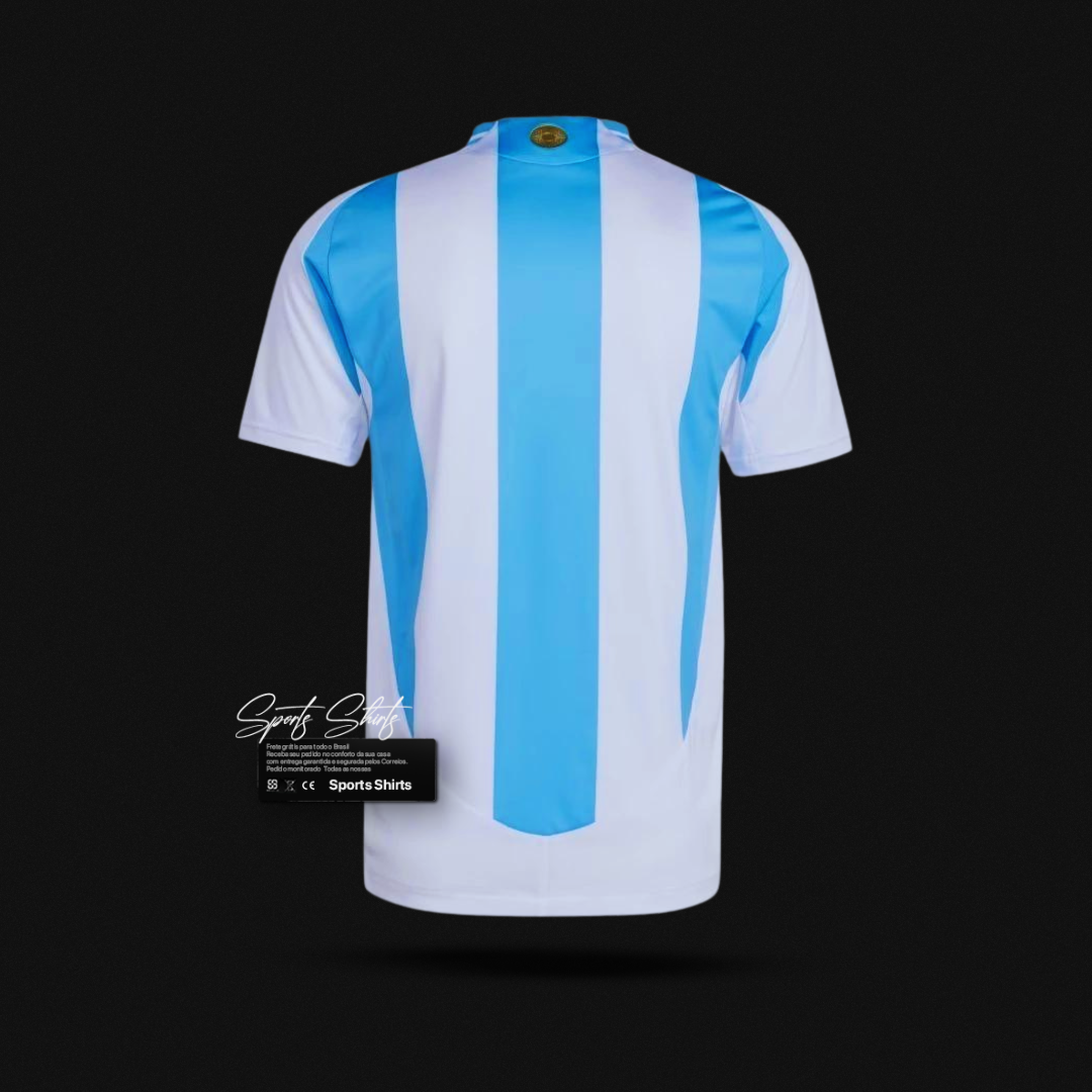 Camisa Argentina Home (1) 2024 + Pach Copa 2022  Torcedor Masculina