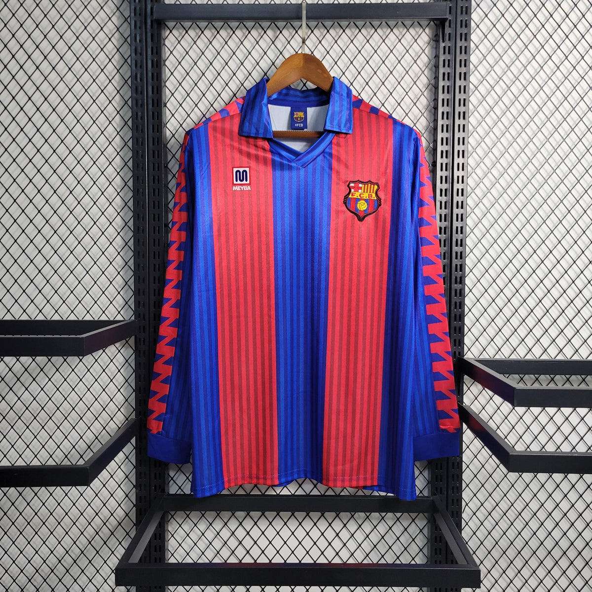 Camisa Barcelona 1992 Retrô Manga Longa Home Masculina