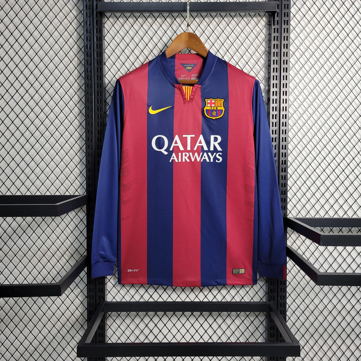 Camisa Barcelona 2014/15 Retrô Home Manga Longa Masculina