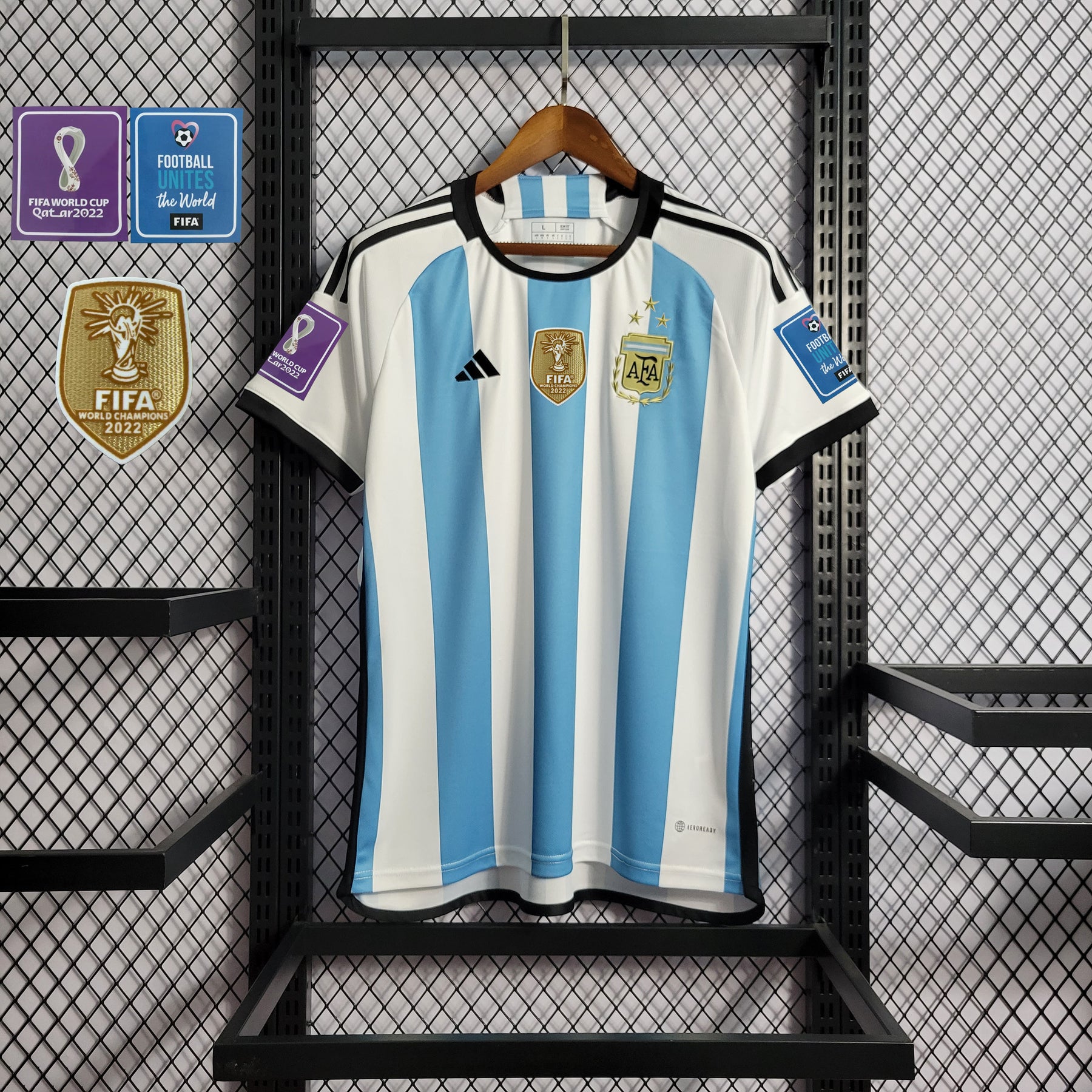 Camisa Argentina Home (1) - 3 Estrelas + Pach  2022  Torcedor Masculina