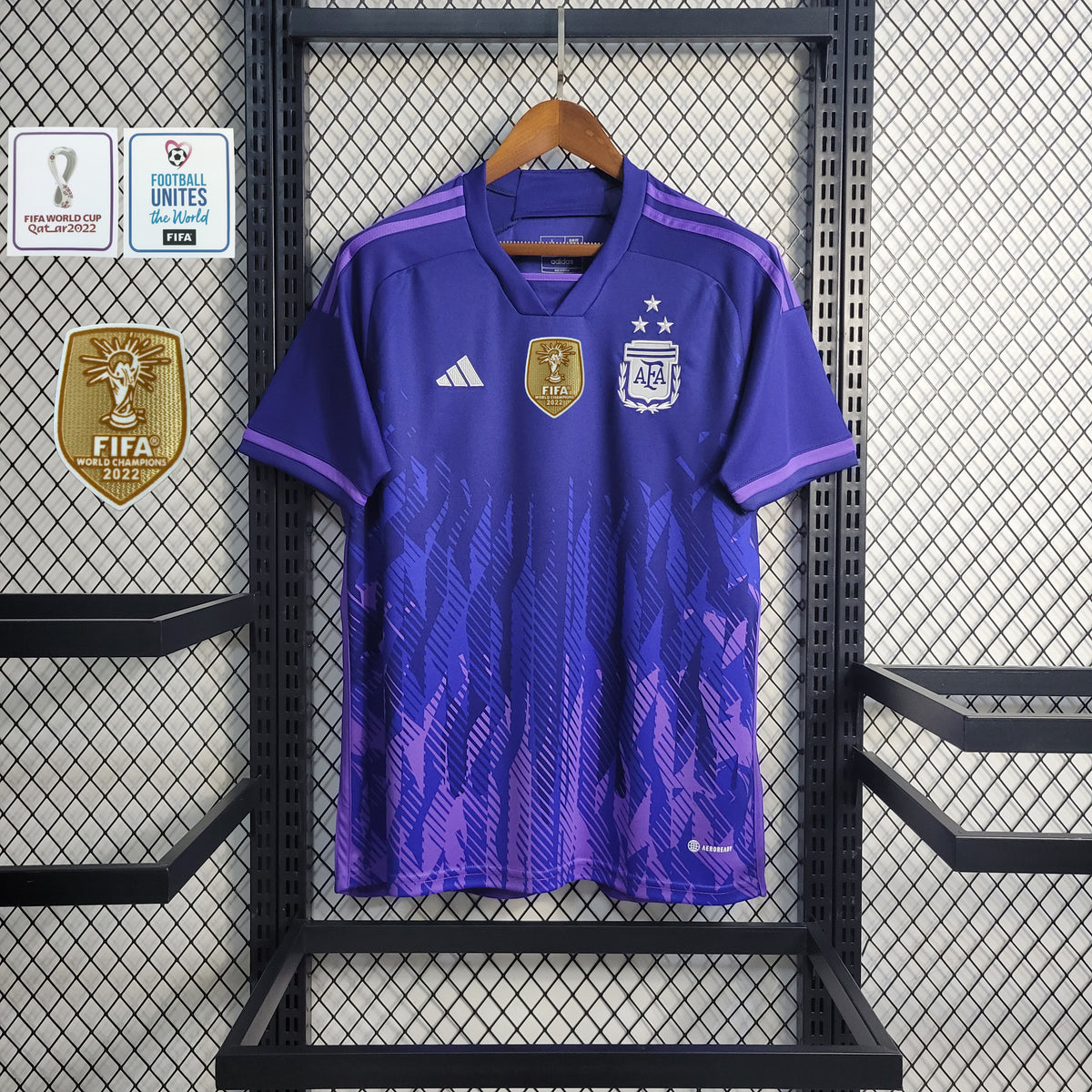 Camisa Argentina Away (2) - 3 Estrelas + Pach  2022  Torcedor Masculina