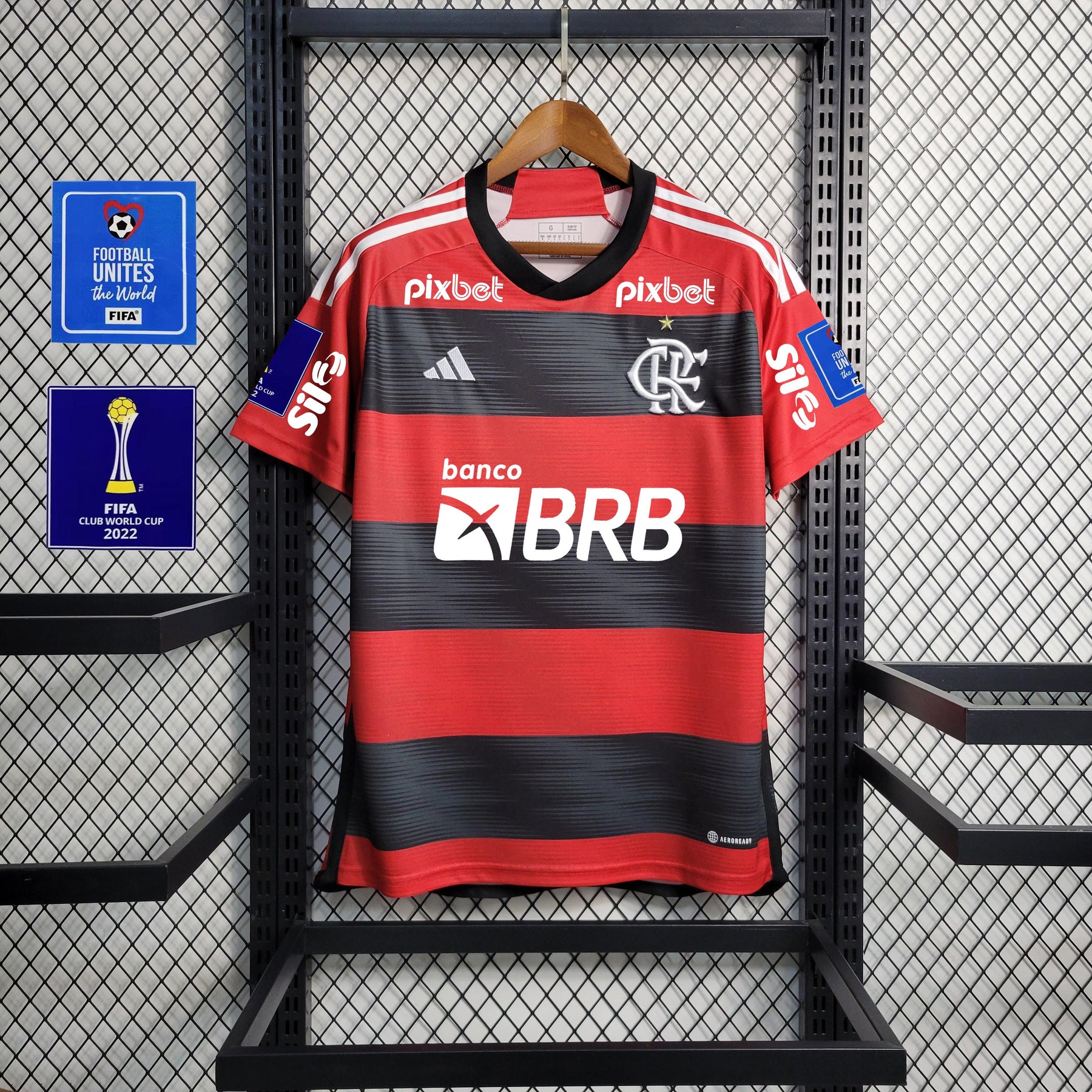 Camisa Flamengo Home (1) 2023/24 Adidas Torcedor Masculina Com Patrocínios + Pachs Mundial